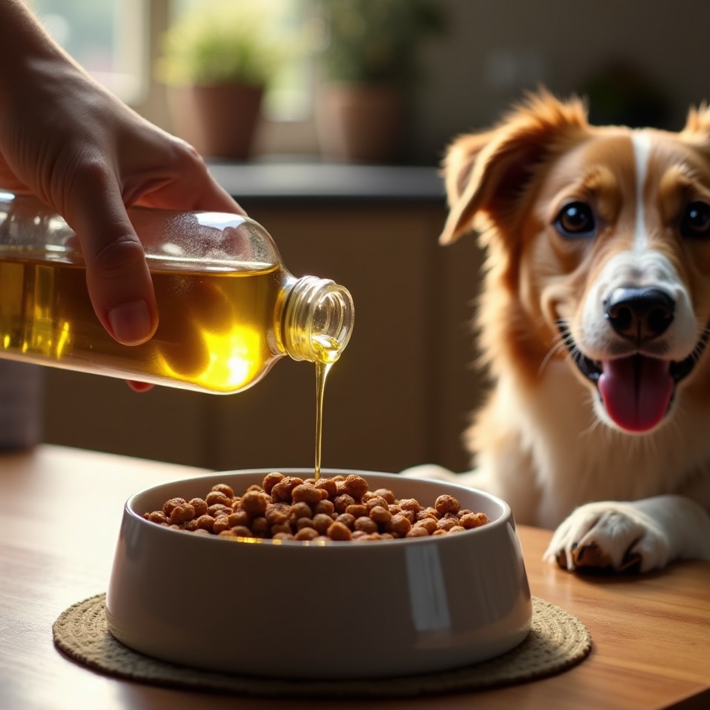 azeite de oliva na comida para cães para a pele com coceira
